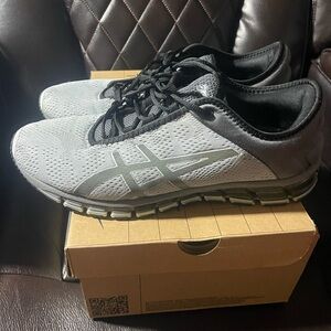 Asics Gray and Black Athletic Shoes with Breathable Mesh